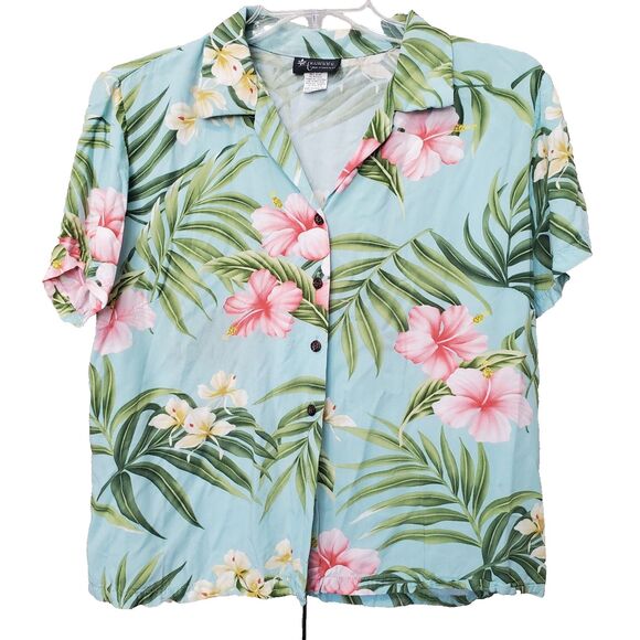 Puanani Women's Hawaiian Aloha Rayon Short Sleeve Button-Up Shirt Size XXL VTG - Picture 1 of 5